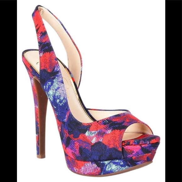 Jessica Simpson Shoes - Jessica Simpson Floral Slingback Peep-toe Pumps